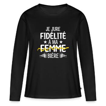Je jure fidélité à ma femme, bière - T-shirt manches longues Premium bio Femme - noir - Devant - Julia (174cm)