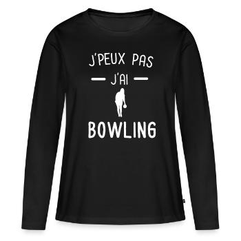 je peux pas j'ai bowling femme - T-shirt manches longues Premium bio Femme - noir - Devant - Julia (174cm)