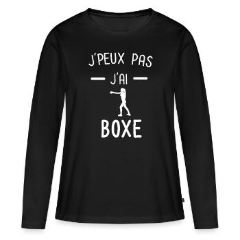 je peux pas j'ai boxe femme - T-shirt manches longues Premium bio Femme - noir - Devant - Julia (174cm)