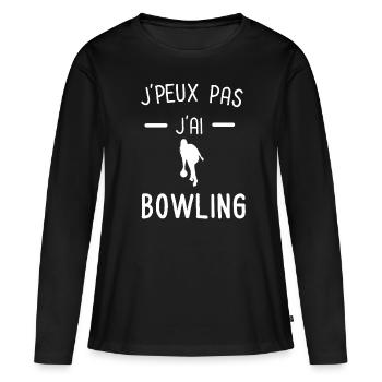 je peux pas j'ai bowling sport femme - T-shirt manches longues Premium bio Femme - noir - Devant - Julia (174cm)