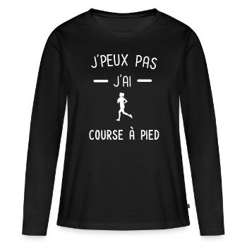 je peux pas j'ai course à pied femme - T-shirt manches longues Premium bio Femme - noir - Devant - Julia (174cm)