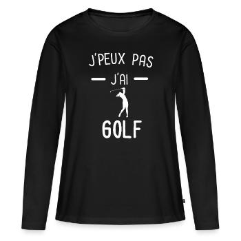 je peux pas j'ai golf femme - T-shirt manches longues Premium bio Femme - noir - Devant - Julia (174cm)