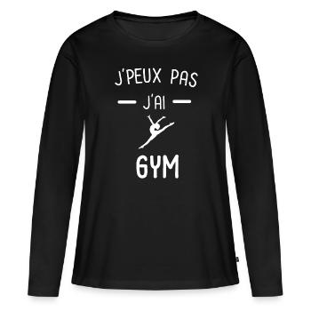 je peux pas j'ai gym femme - T-shirt manches longues Premium bio Femme - noir - Devant - Julia (174cm)