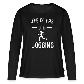 je peux pas j'ai jogging femme - T-shirt manches longues Premium bio Femme - noir - Devant - Julia (174cm)