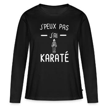 je peux pas j'ai karaté femme - T-shirt manches longues Premium bio Femme - noir - Devant - Julia (174cm)