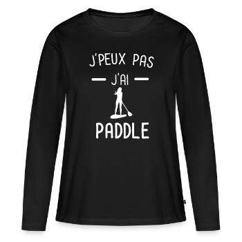 je peux pas j'ai paddle femme - T-shirt manches longues Premium bio Femme - noir - Devant - Julia (174cm)