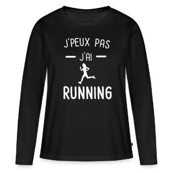 je peux pas j'ai running femme - T-shirt manches longues Premium bio Femme - noir - Devant - Julia (174cm)