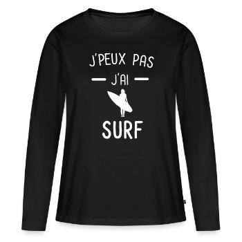 je peux pas j'ai surf femme - T-shirt manches longues Premium bio Femme - noir - Devant - Julia (174cm)