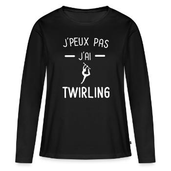 je peux pas j'ai twirling femme - T-shirt manches longues Premium bio Femme - noir - Devant - Julia (174cm)
