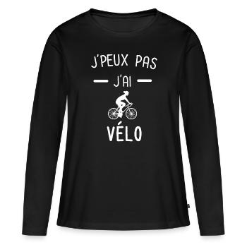je peux pas j'ai vélo cyclisme femme - T-shirt manches longues Premium bio Femme - noir - Devant - Julia (174cm)