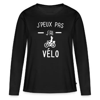 je peux pas j'ai vélo femme - T-shirt manches longues Premium bio Femme - noir - Devant - Julia (174cm)