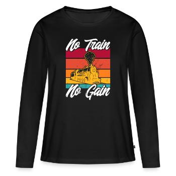 Cadeau de trajet en train miniature de locomotive - T-shirt manches longues Premium bio Femme - noir - Devant - Julia (174cm)
