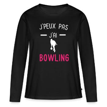 je peux pas j'ai bowling sport rose - T-shirt manches longues Premium bio Femme - noir - Devant - Julia (174cm)