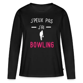 je peux pas j'ai bowling rose - T-shirt manches longues Premium bio Femme - noir - Devant - Julia (174cm)