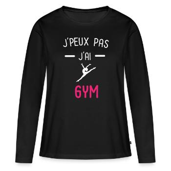 je peux pas j'ai gym rose - T-shirt manches longues Premium bio Femme - noir - Devant - Julia (174cm)