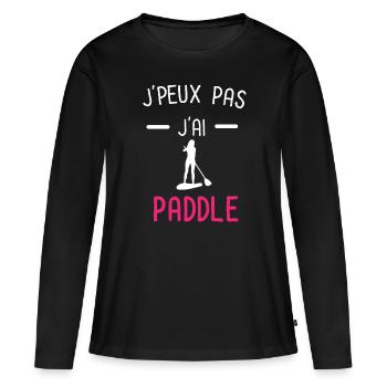 je peux pas j'ai paddle rose - T-shirt manches longues Premium bio Femme - noir - Devant - Julia (174cm)