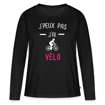 je peux pas j'ai vélo cyclisme rose - T-shirt manches longues Premium bio Femme - noir - Devant - Julia (174cm)