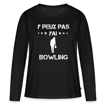 je peux pas j'ai bowling cadeau femme - T-shirt manches longues Premium bio Femme - noir - Devant - Julia (174cm)