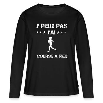 je peux pas j'ai course à pied cadeau femme - T-shirt manches longues Premium bio Femme - noir - Devant - Julia (174cm)
