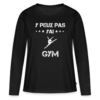 je peux pas j'ai gym cadeau femme - T-shirt manches longues Premium bio Femme - noir - Devant - Julia (174cm)
