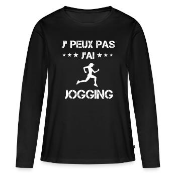 je peux pas j'ai jogging cadeau femme - T-shirt manches longues Premium bio Femme - noir - Devant - Julia (174cm)