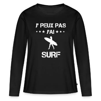 je peux pas j'ai surf board cadeau femme - T-shirt manches longues Premium bio Femme - noir - Devant - Julia (174cm)