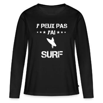 je peux pas j'ai surf cadeau femme - T-shirt manches longues Premium bio Femme - noir - Devant - Julia (174cm)