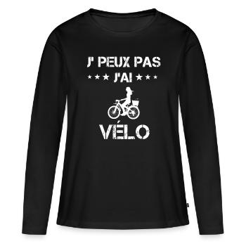 je peux pas j'ai vélo cyclisme cadeau femme - T-shirt manches longues Premium bio Femme - noir - Devant - Julia (174cm)