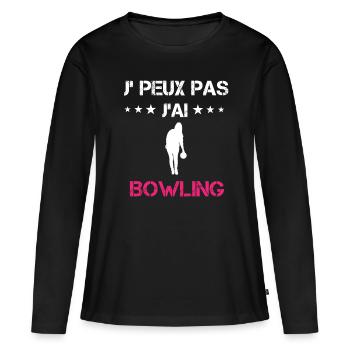 je peux pas j'ai bowling cadeau rose - T-shirt manches longues Premium bio Femme - noir - Devant - Julia (174cm)