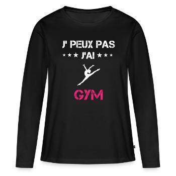 je peux pas j'ai gym cadeau rose - T-shirt manches longues Premium bio Femme - noir - Devant - Julia (174cm)