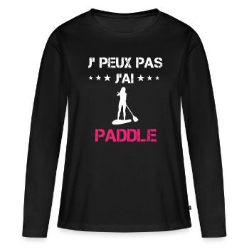 je peux pas j'ai paddle cadeau rose - T-shirt manches longues Premium bio Femme - noir - Devant - Julia (174cm)