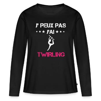 je peux pas j'ai twirling cadeau rose - T-shirt manches longues Premium bio Femme - noir - Devant - Julia (174cm)