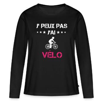 je peux pas j'ai vélo cadeau rose - T-shirt manches longues Premium bio Femme - noir - Devant - Julia (174cm)