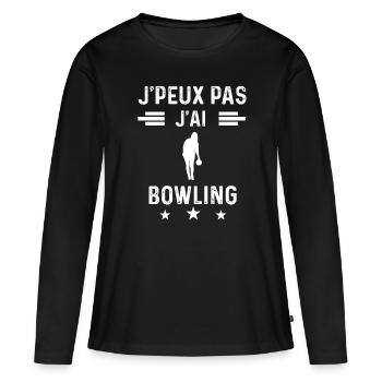 je peux pas j'ai bowling femme cadeau - T-shirt manches longues Premium bio Femme - noir - Devant - Julia (174cm)