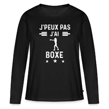 je peux pas j'ai boxe femme cadeau - T-shirt manches longues Premium bio Femme - noir - Devant - Julia (174cm)