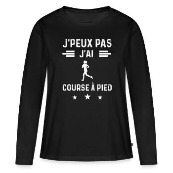 je peux pas j'ai course à pied femme cadeau - T-shirt manches longues Premium bio Femme - noir - Devant - Julia (174cm)