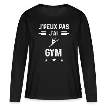 je peux pas j'ai gym femme cadeau - T-shirt manches longues Premium bio Femme - noir - Devant - Julia (174cm)