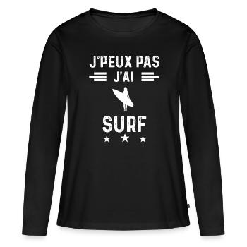 je peux pas j'ai surf femme cadeau - T-shirt manches longues Premium bio Femme - noir - Devant - Julia (174cm)