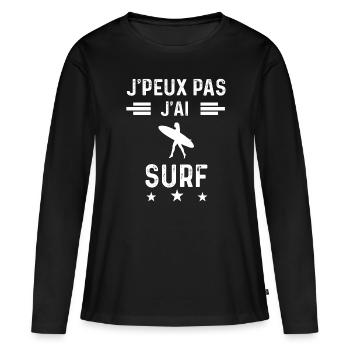 je peux pas j'ai surf board femme cadeau - T-shirt manches longues Premium bio Femme - noir - Devant - Julia (174cm)