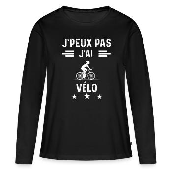 je peux pas j'ai vélo femme cadeau - T-shirt manches longues Premium bio Femme - noir - Devant - Julia (174cm)