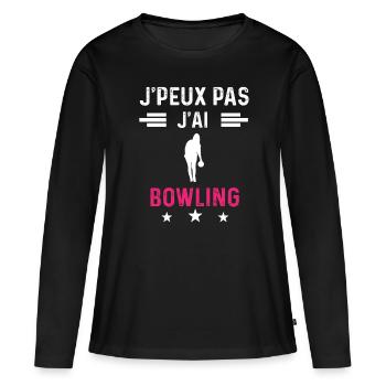 je peux pas j'ai bowling drôle femme - T-shirt manches longues Premium bio Femme - noir - Devant - Julia (174cm)