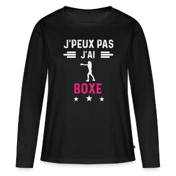 je peux pas j'ai boxe drôle femme - T-shirt manches longues Premium bio Femme - noir - Devant - Julia (174cm)