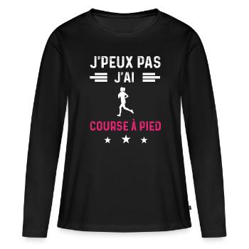 je peux pas j'ai course à pied drôle femme - T-shirt manches longues Premium bio Femme - noir - Devant - Julia (174cm)