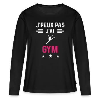 je peux pas j'ai gym drôle femme - T-shirt manches longues Premium bio Femme - noir - Devant - Julia (174cm)