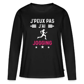 je peux pas j'ai jogging drôle femme - T-shirt manches longues Premium bio Femme - noir - Devant - Julia (174cm)