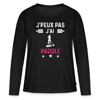 je peux pas j'ai paddle drôle femme - T-shirt manches longues Premium bio Femme - noir - Devant - Julia (174cm)