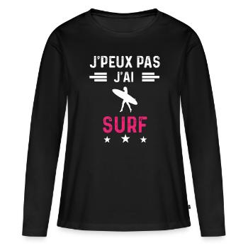 je peux pas j'ai surf board drôle femme - T-shirt manches longues Premium bio Femme - noir - Devant - Julia (174cm)