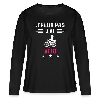 je peux pas j'ai vélo cyclisme drôle femme - T-shirt manches longues Premium bio Femme - noir - Devant - Julia (174cm)