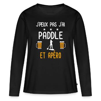 je peux pas j'ai paddle femme apéro - T-shirt manches longues Premium bio Femme - noir - Devant - Julia (174cm)