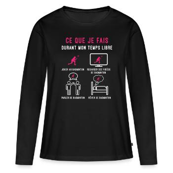 badminton temps libre cadeau badiste femme - T-shirt manches longues Premium bio Femme - noir - Devant - Julia (174cm)